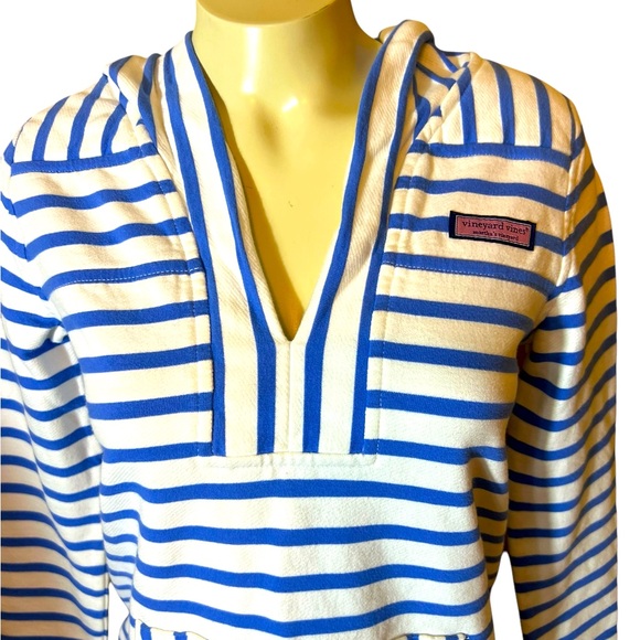 Vineyard Vines White and Blue Sailor Collar Hoodie - Picture 1 of 6